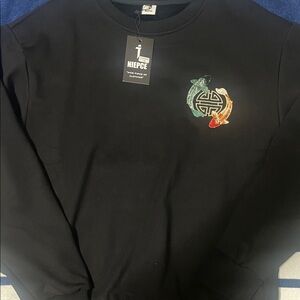 Black Sweatshirt with Embroidered Design